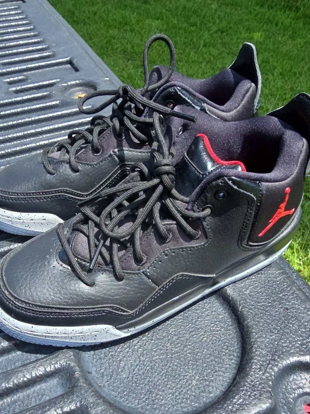 Jordan Black and Red High-Top Basketball Sneakers